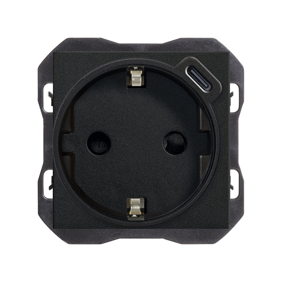 Base de enchufe schuko 16A con cargador USB tipo C de 10.5W, Simon serie 270