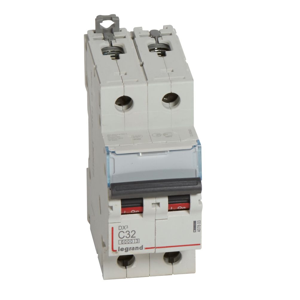 Interruptor magnetotérmico 2 polos - corte a 6/10kA - 230/400V~ - curva C - Legrand serie DX³