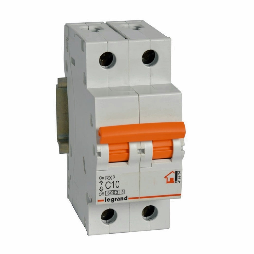 Interruptor magnetotérmico 2 polos - corte a 6kA - 230/400V~ - curva C - Legrand serie RX³