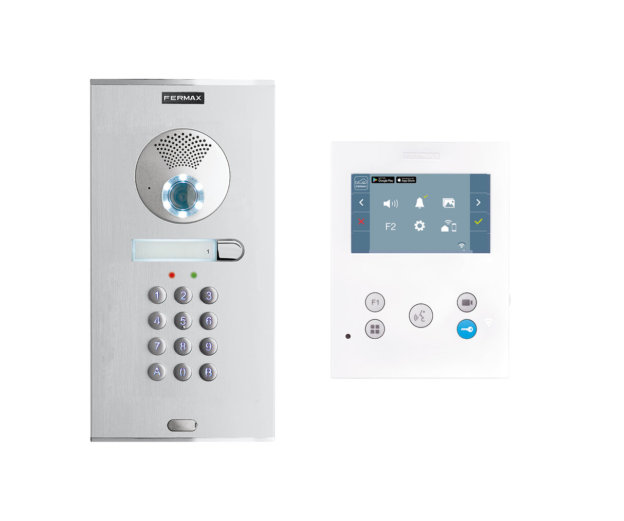 Kit Videoportero FERMAX, para 1 vivienda pantalla 4,3" acceso por PIN | pre-programado (Plug&Play), control desde móvil app Duox-me | F49121