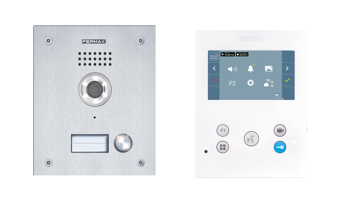 Kit Videoportero FERMAX, para 1 vivienda pantalla 4,3" y audicular, placa antivandálica | pre-programado (Plug&Play), control desde móvil app Duox-me | F50731