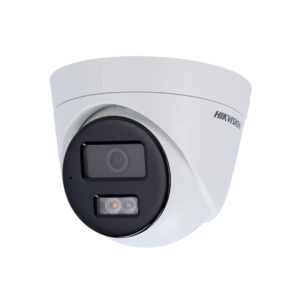 Cámara Turret IP – 4 MP y Lente 4 mm • Luz híbrida 20 m Micrófono integrado