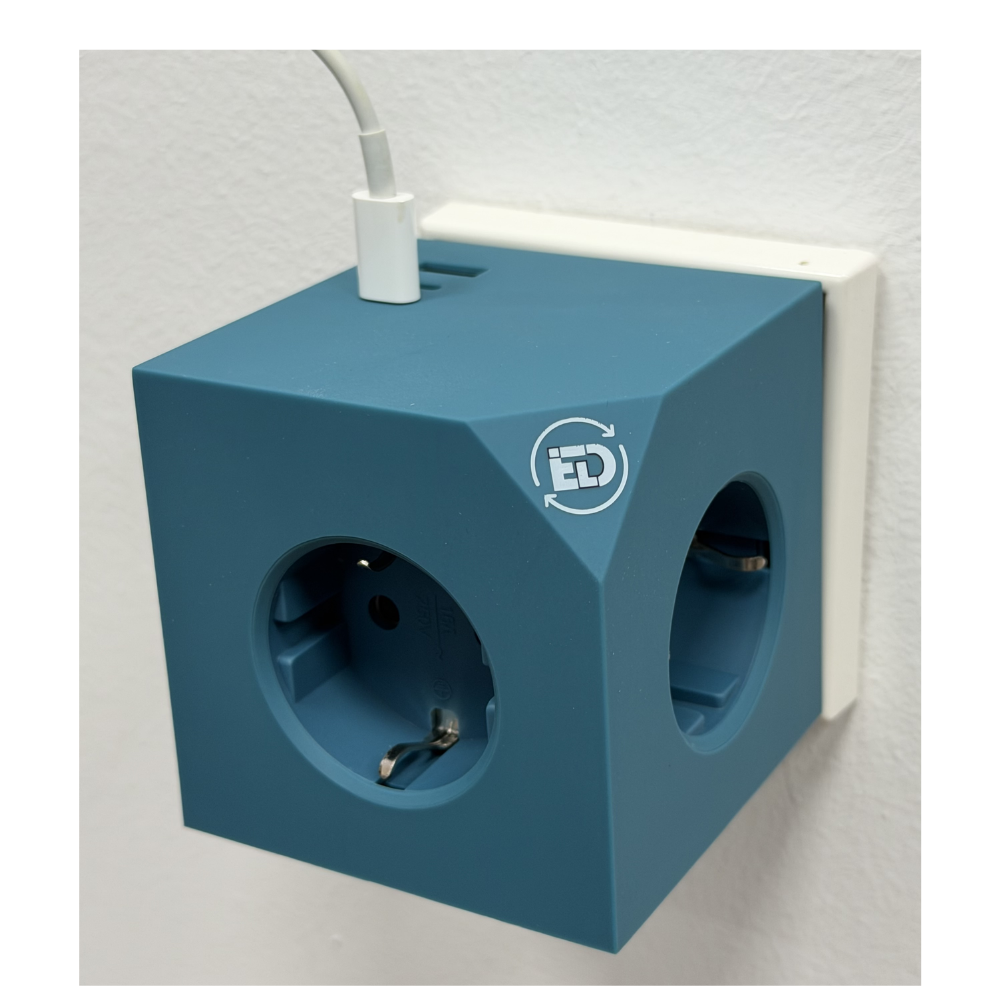 Cubo enchufe múltiple para escritorio, cocina y zonas de trabajo sin cable, alta resistencia (3680W), 3 enchufes, 3 puertos (2x USB-C, 1x USB-A)