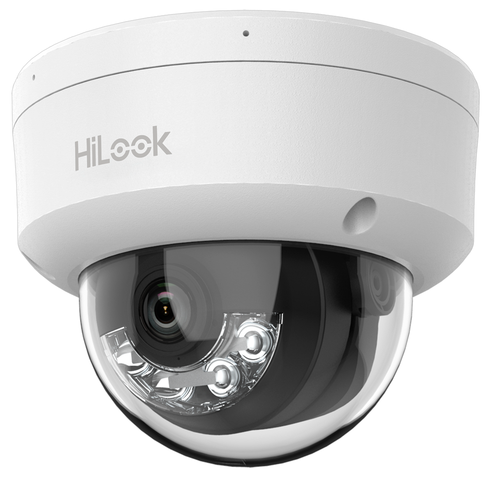 Cámara tipo Domo IP - Resolución: 4 MP, lente de 2.8 mm - Gran Angular | Micrófono integrado, Hikvision gama Hilook