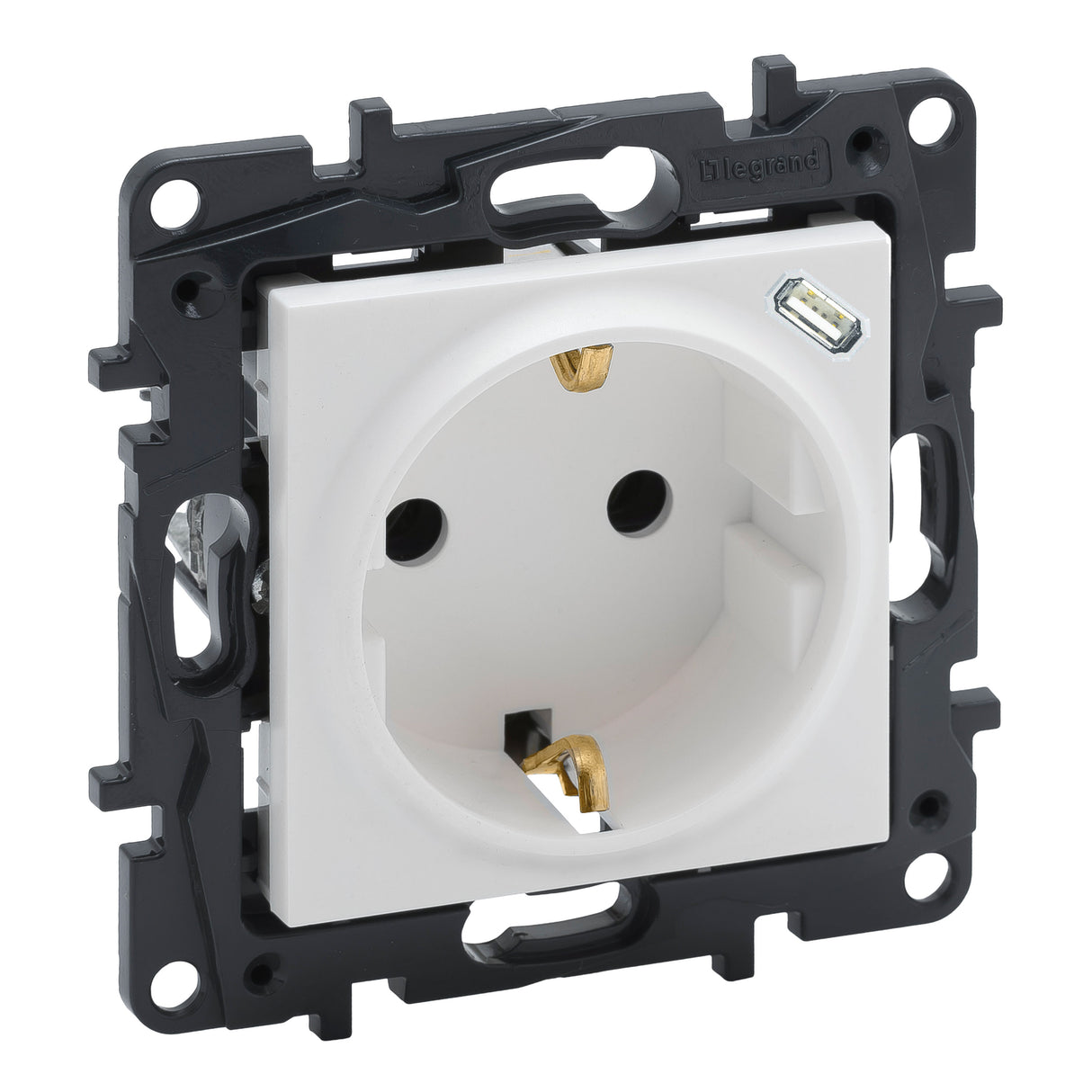 Enchufe, Schuko con puerto USB tipo C 16A Legrand serie Niloé Step