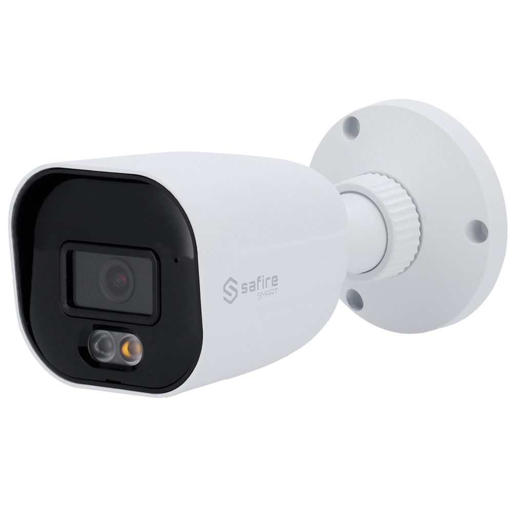 Cámara tipo Bullet IP - Resolución: 6 MP, lente de 2.8 mm - Gran Angular | Micrófono integrado, Safire Smart