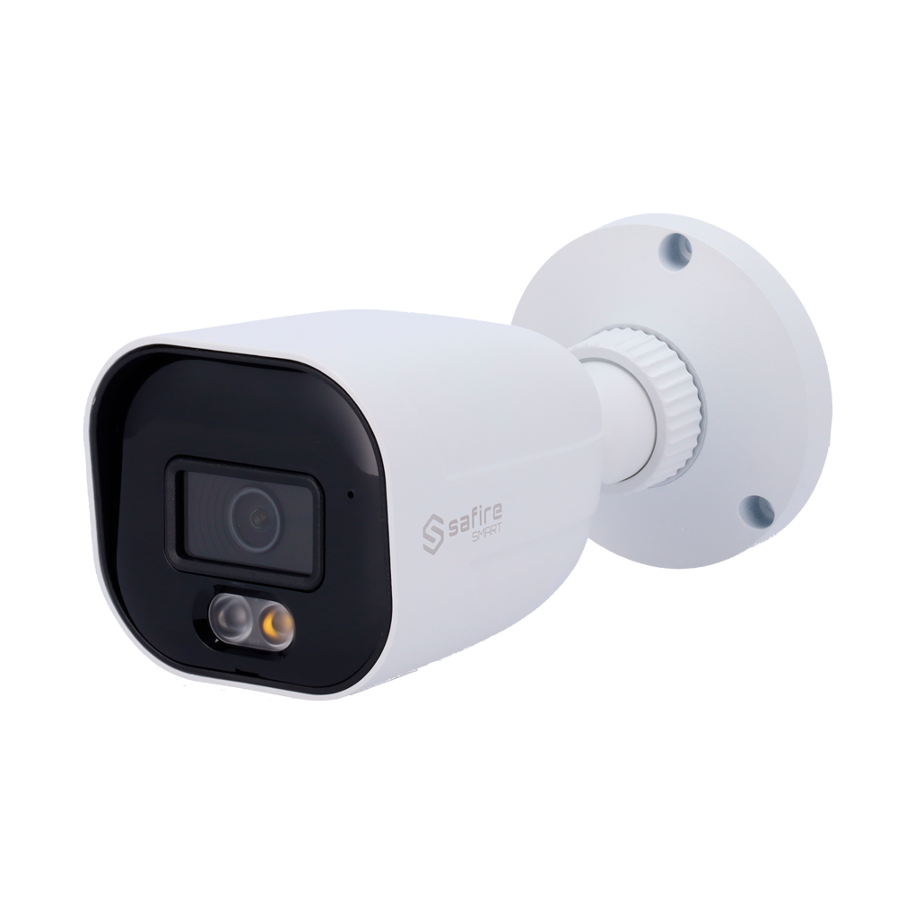 Cámara tipo Bullet IP - Resolución: 8 MP, lente de 2.8 mm - Gran Angular | Micrófono integrado, Safire Smart