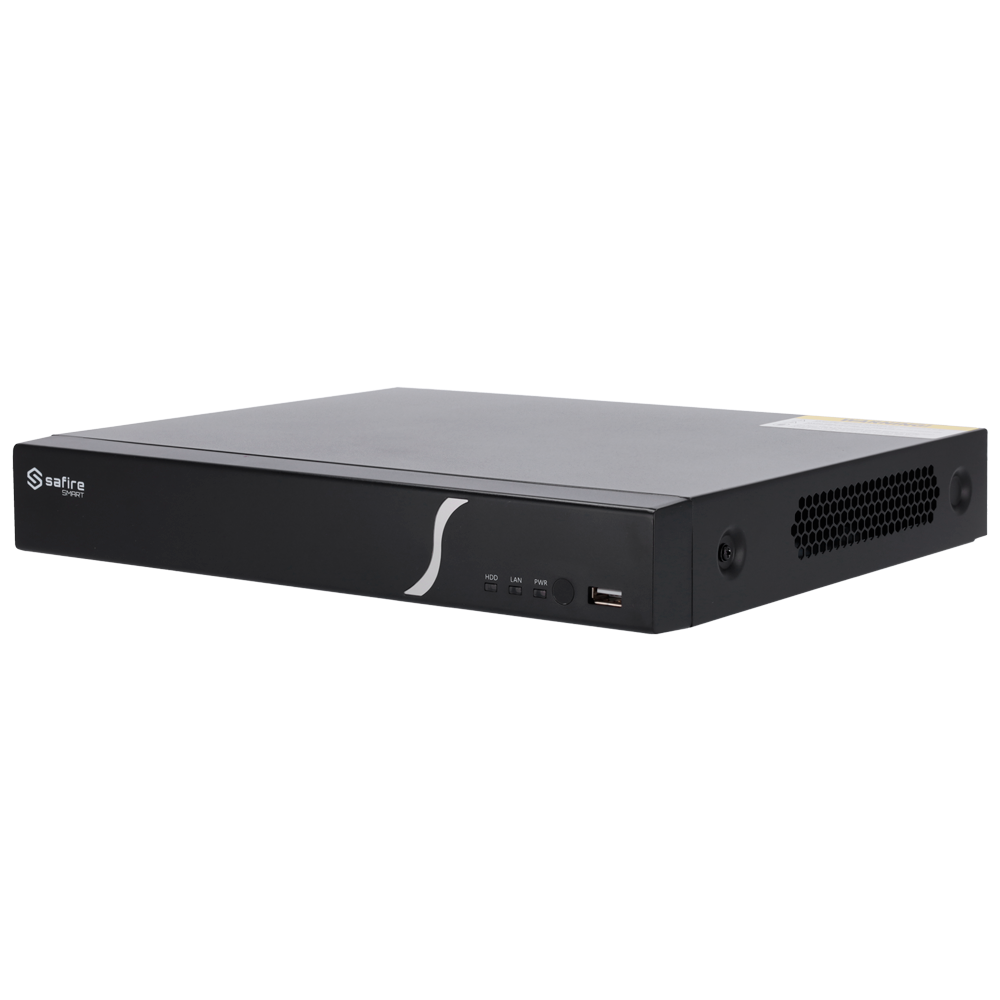Grabador NVR de 8 canales IP + 8 puertos PoE - Resolución hasta 8 Mpx | Ancho de banda 80Mbps, Safire Smart