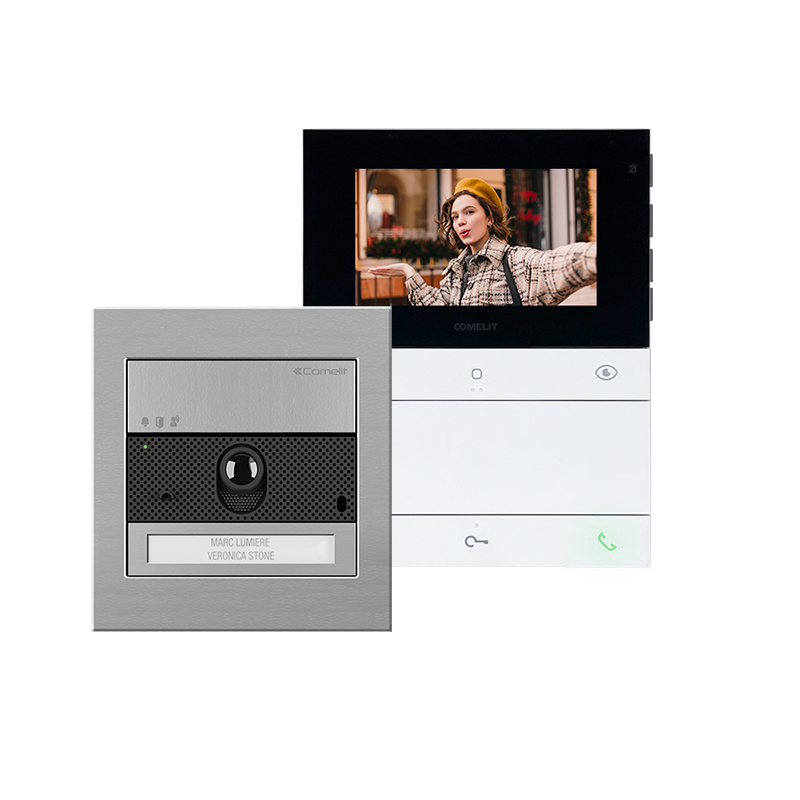 Kit Videoportero COMELIT para 1 vivienda | placa ULTRA, monitor CRONOS de 4,3", manos libres | SIMPLEBUS 2 - CR7190V