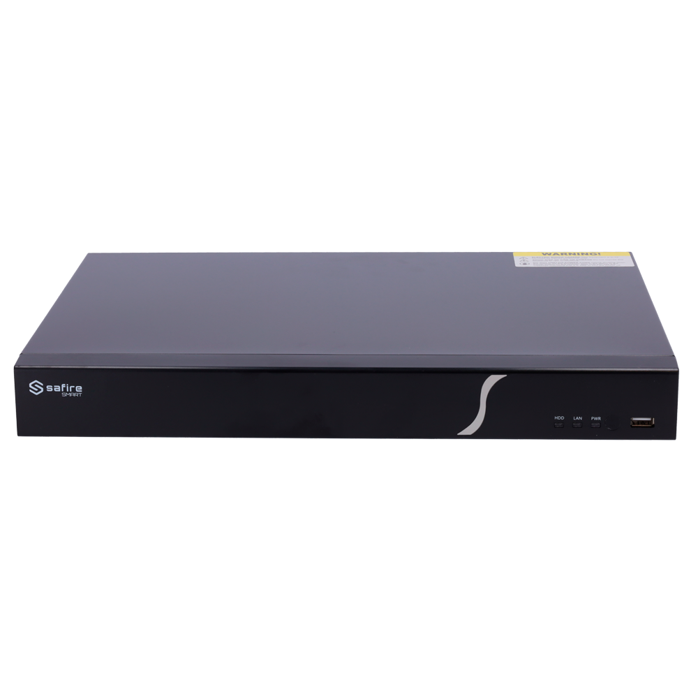 Grabador NVR IP de 8 canales + 8 puertos PoE 80W- Resolución hasta 8 Mpx | Ancho de banda 80Mbps, Safire Smart