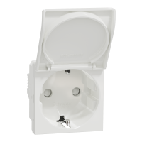 Enchufe Schuko de 2 módulos con tapa articulada, 16A, Schneider serie New Unica, conexión por tornillos