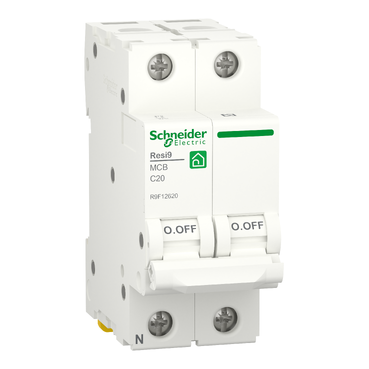 Interruptor magnetotermico 1P + N - corte: 6kA, curva C, Schneider serie Resi9