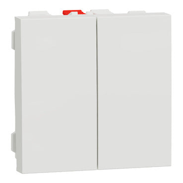 Conmutador doble de 2 módulos, 10A, Schneider serie New Unica, embordamiento automático