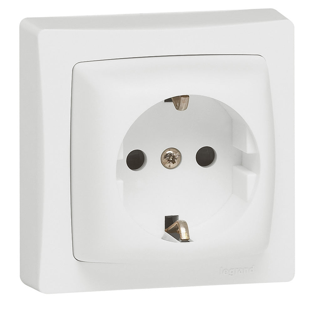 Base 2P+T obturador de protección - Oteo - 16A/230V - monobloc - Blanco