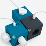 Regleta de enchufe múltiple tipo cubo,  3680W  2 puertos USB-C, USB-A, 3 tomas Schuko, verde.