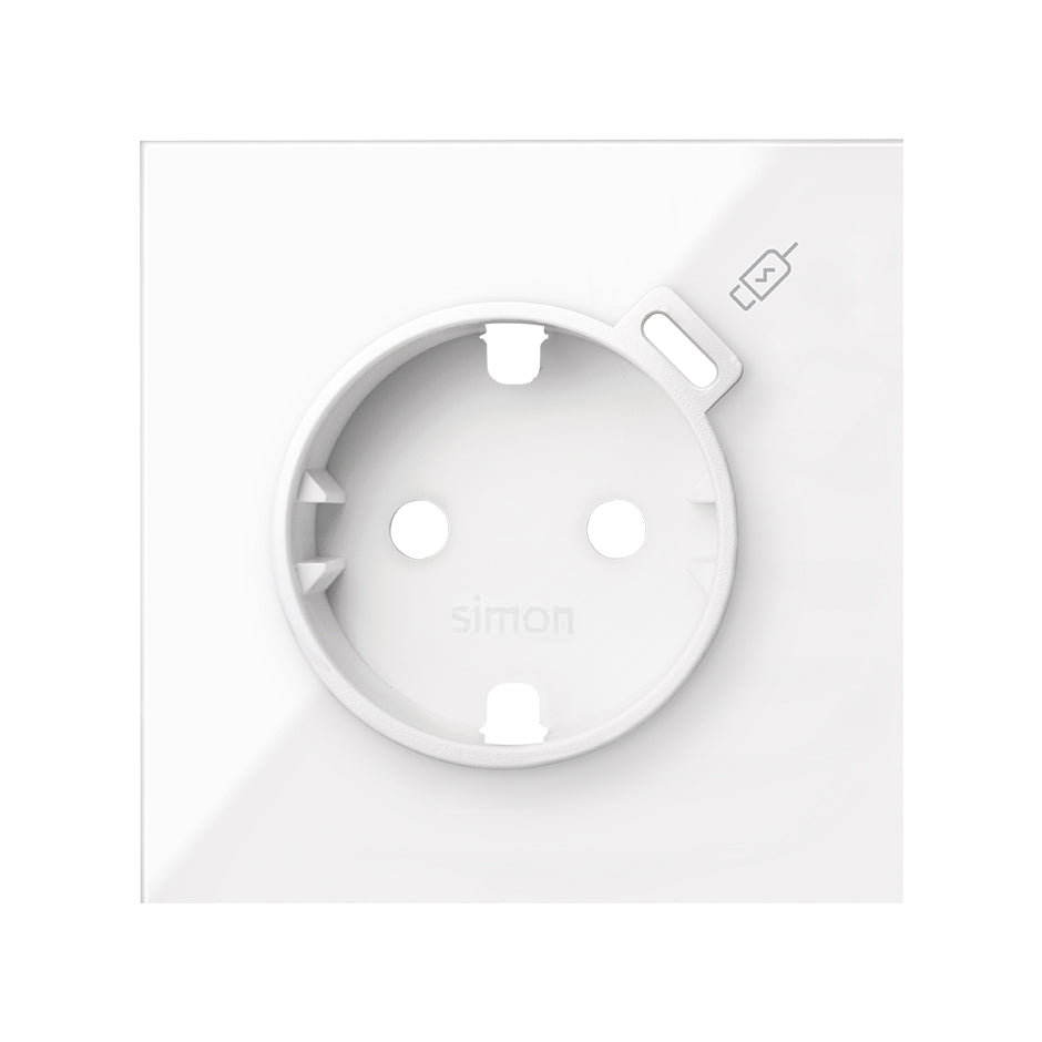 Tapa para base schuko con cargador USB C blanco brillante Simon 100
