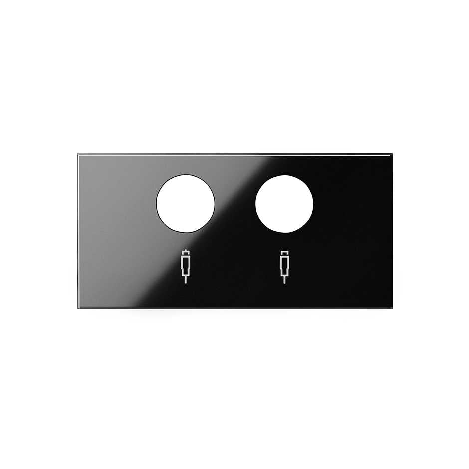 Tapa para tomas inductivas de R-TV+SAT negro brillante Simon 100
