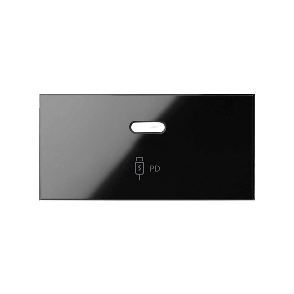 Tapa cargador USB C negro brillante Simon 100