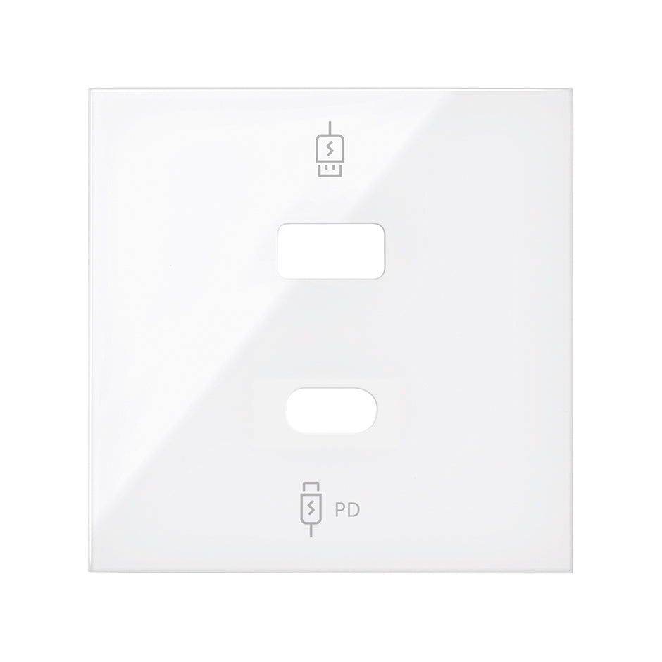 Tapa cargador USB C+A blanco brillante Simon 100