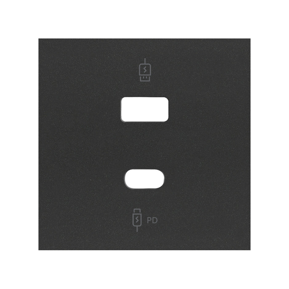 Tapa cargador USB C+A negro mate Simon 100