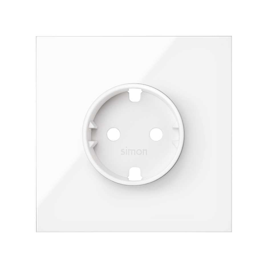 Kit front para 1 elemento con 1 base de enchufe schuko blanco brillante Simon 100