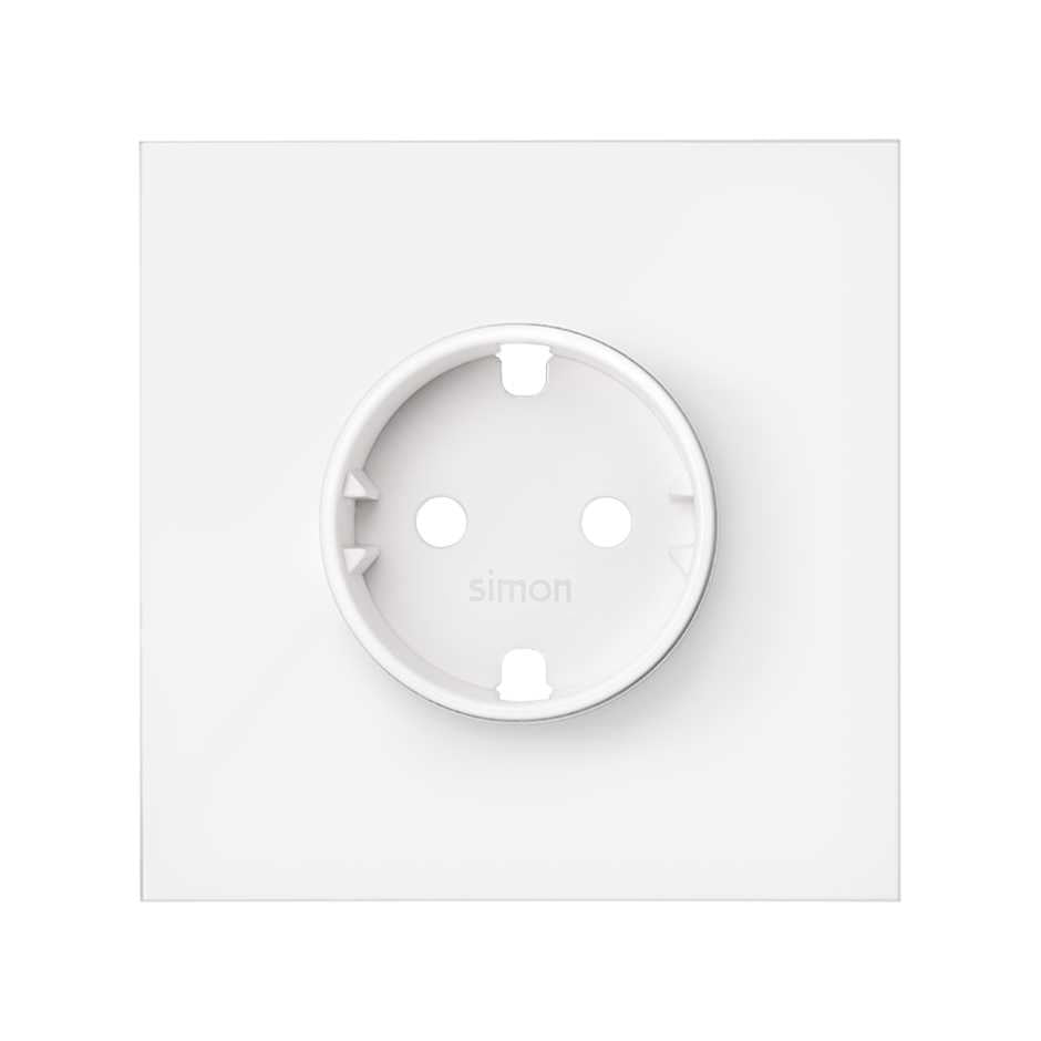 Kit front para 1 elemento con 1 base de enchufe schuko blanco mate Simon 100