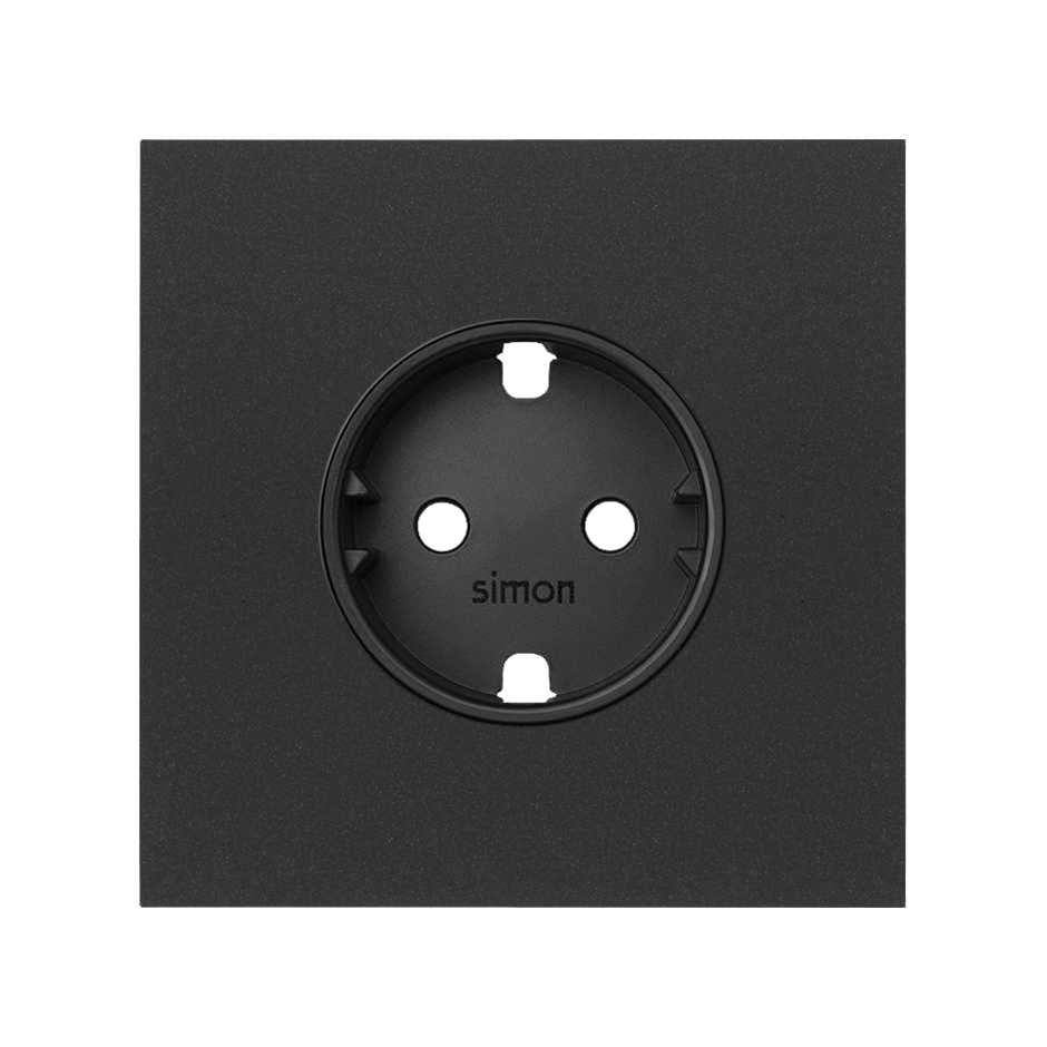 Kit front para 1 elemento con 1 base de enchufe schuko negro mate Simon 100