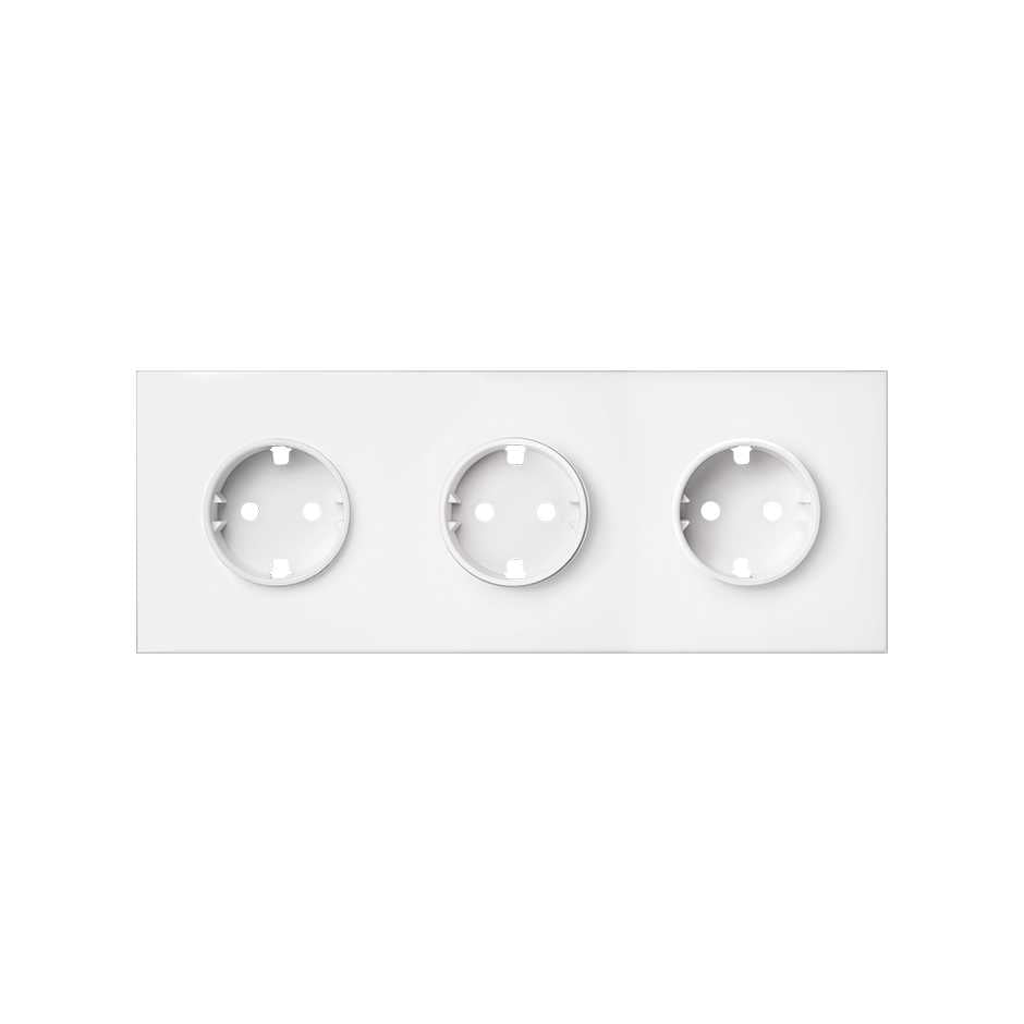 Kit front para 3 elementos con 3 bases de enchufe schuko blanco mate Simon 100
