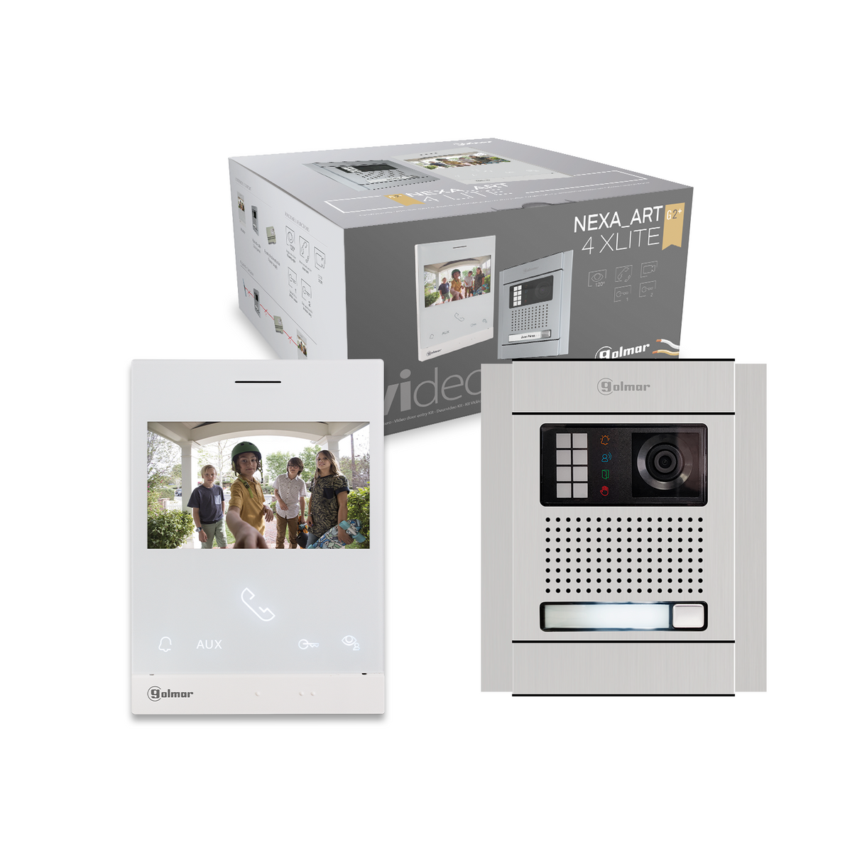 Kit videoportero GOLMAR para 1 vivienda; placa NEXA | pantalla de 4,3" manos libres y desvío de llamada por Wi-fi, N5110/ART 4 XLITE