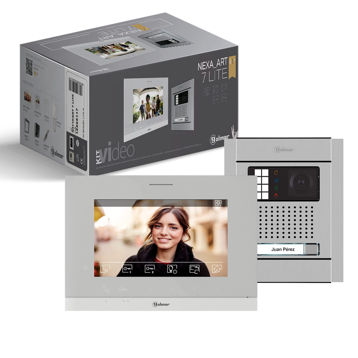Kit videoportero GOLMAR para 1 vivienda; placa NEXA | pantalla de 7" manos libres,  N5110 / ART 7 LITE/G2