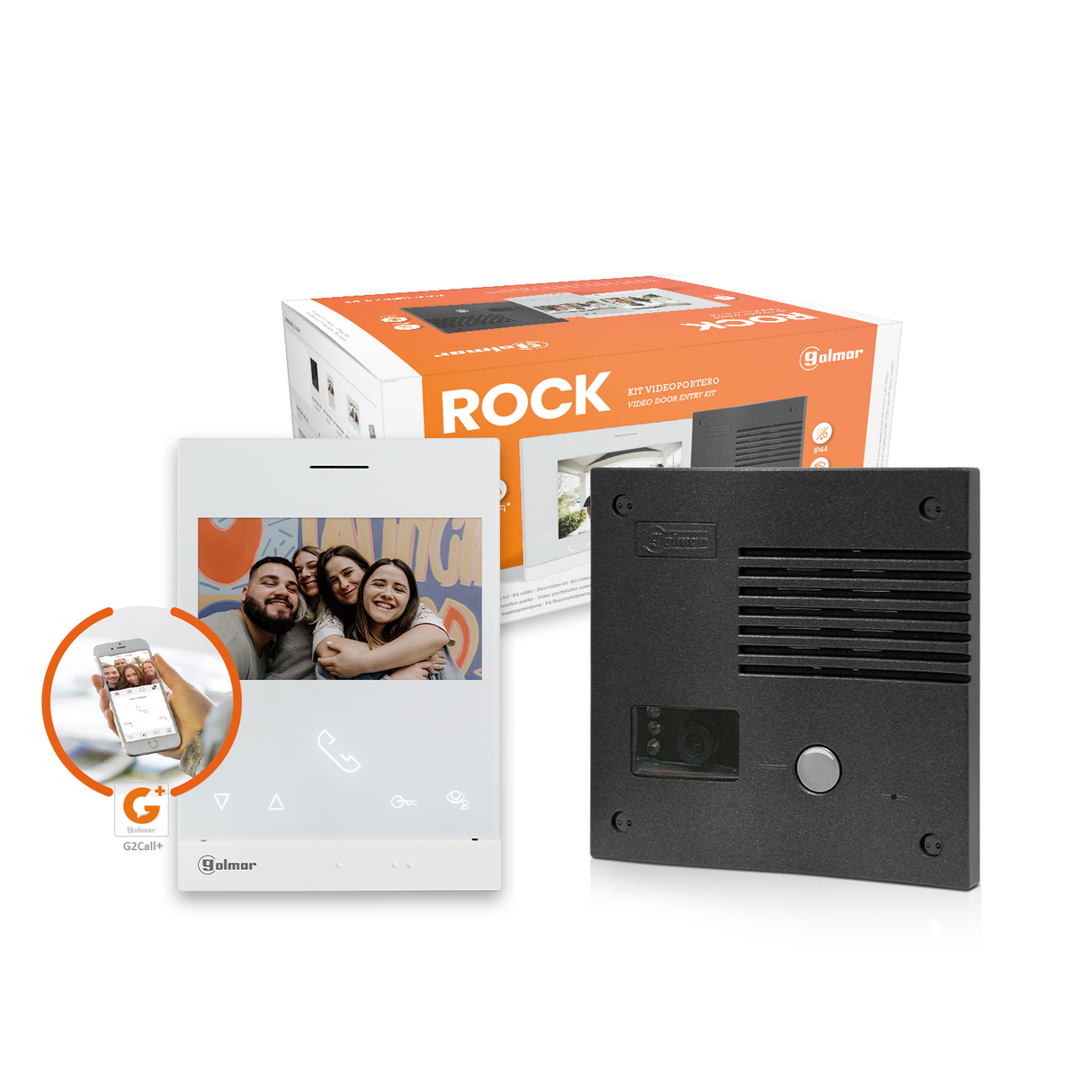 Kit videoportero ROCK de GOLMAR para 1 vivienda; placa antivandálica | pantalla 4.3" manos libres y desvío de llamada por Wi-Fi,  R5110 / ART 4W LITE