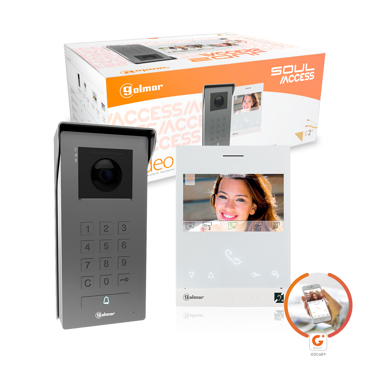 Kit videoportero GOLMAR para 1 vivienda; placa antivandálica | pantalla 4.3" manos libres y desvío de llmada por Wi-Fi, S5110 ACCESS / ART 4WH