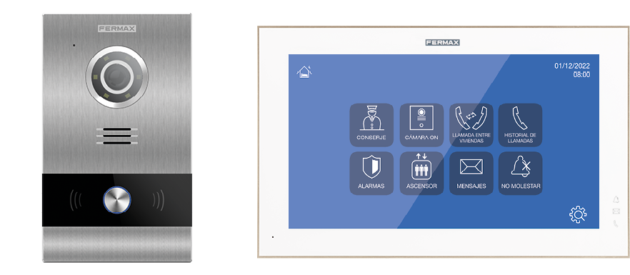 Kit Videoportero IP FERMAX, para 1 vivienda pantalla táctil  10" | pre-programado (Plug&Play), control desde móvil app MEET ME | F01506