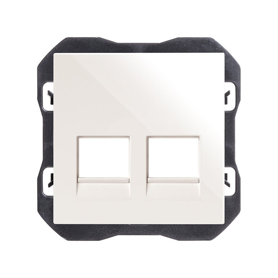 Tapa de voz y datos plana con guardapolvo para 2 conectores RJ45  Simon 270