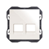 Tapa de voz y datos plana con guardapolvo para 2 conectores RJ45  Simon 270