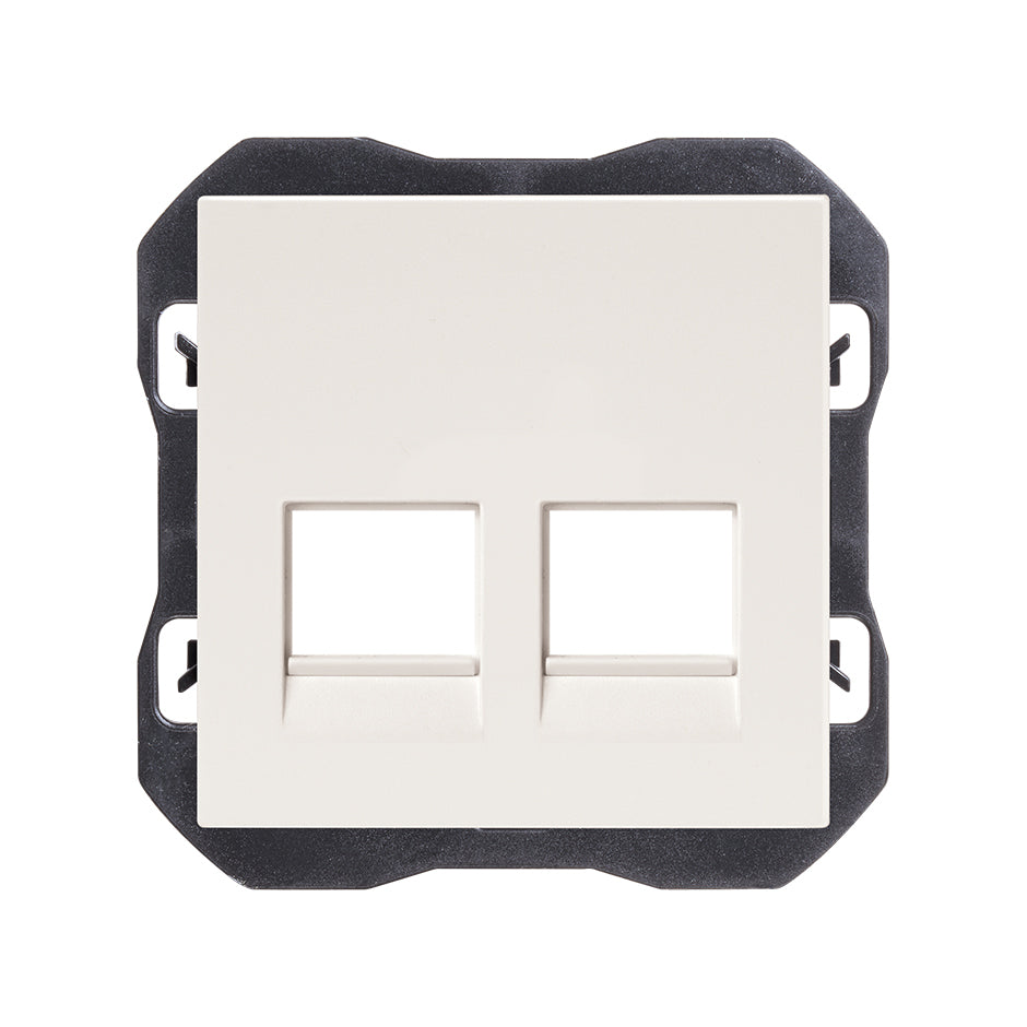 Toma de voz y datos plana con guardapolvo, 2 conectores RJ45, Simon serie 270