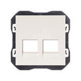 Toma de voz y datos plana con guardapolvo, 2 conectores RJ45, Simon serie 270