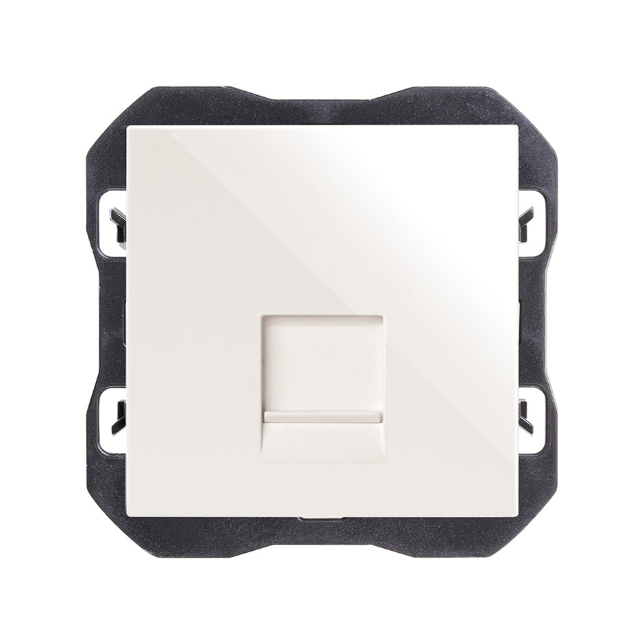 Tapa de voz y datos plana con guardapolvo con 1 conector RJ45  Simon 270