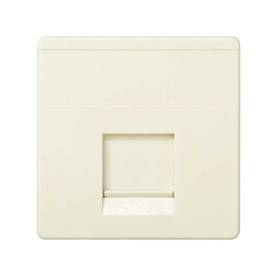 Placa de voz y datos plana con guardapolvo para 1 conector RJ45 AMP® marfil Simon 27 Play