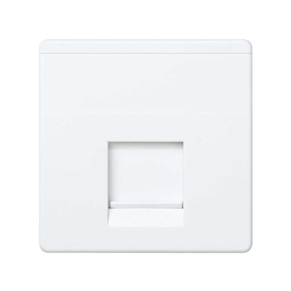 Placa de voz y datos plana con guardapolvo para 1 conector RJ45 AMP® blanco Simon 27 Play