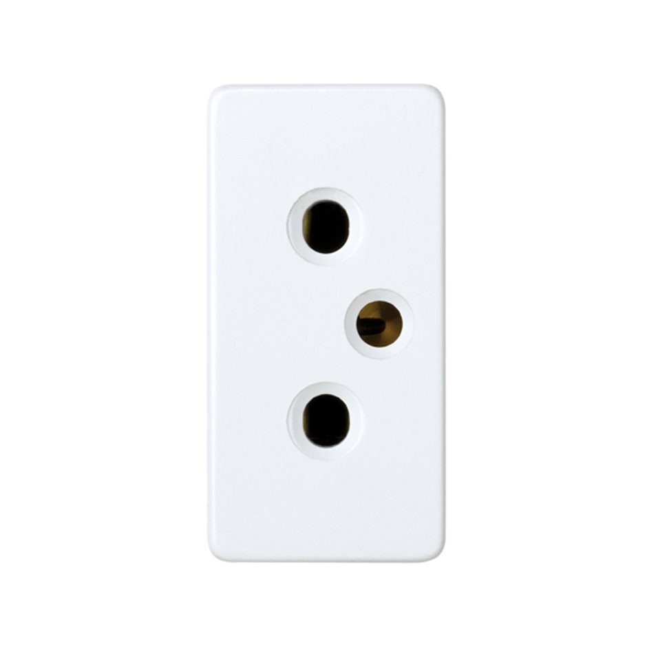 Base de enchufe bipolar 10 A 250V~ de medio elemento con dispositivo seguridad y emb. rápido blanco Simon 27 Play
