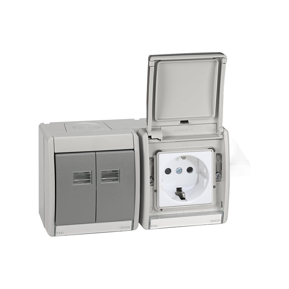 Caja de superficie estanca para 2 elementos horizontal  Simon Aqua