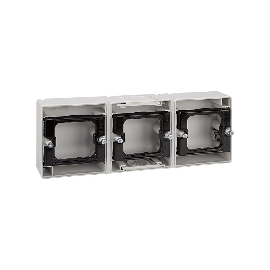 Caja de superficie estanca para 3 elementos horizontal  Simon Aqua