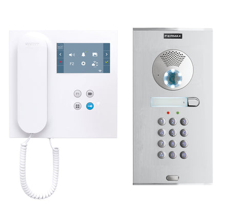 Kit Videoportero FERMAX, para 1 vivienda pantalla 4,3" y audicular, acceso por PIN  | pre-programado (Plug&Play), control desde móvil app Duox-me | F49071