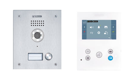 Kit Videoportero FERMAX, para 1 vivienda pantalla 4,3" y audicular, placa antivandálica | pre-programado (Plug&Play), control desde móvil app Duox-me | F50731