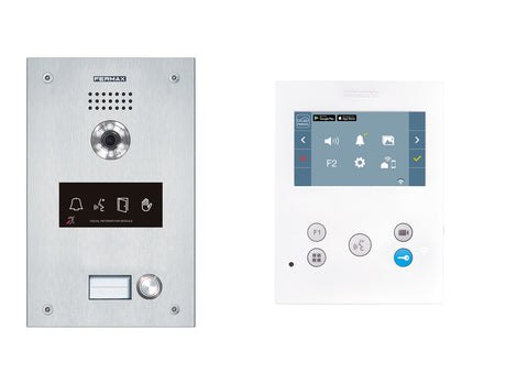 Kit Videoportero FERMAX, para 1 vivienda pantalla 4,3" y audicular, placa antivandálica | pre-programado (Plug&Play), control desde móvil app Duox-me | F50781