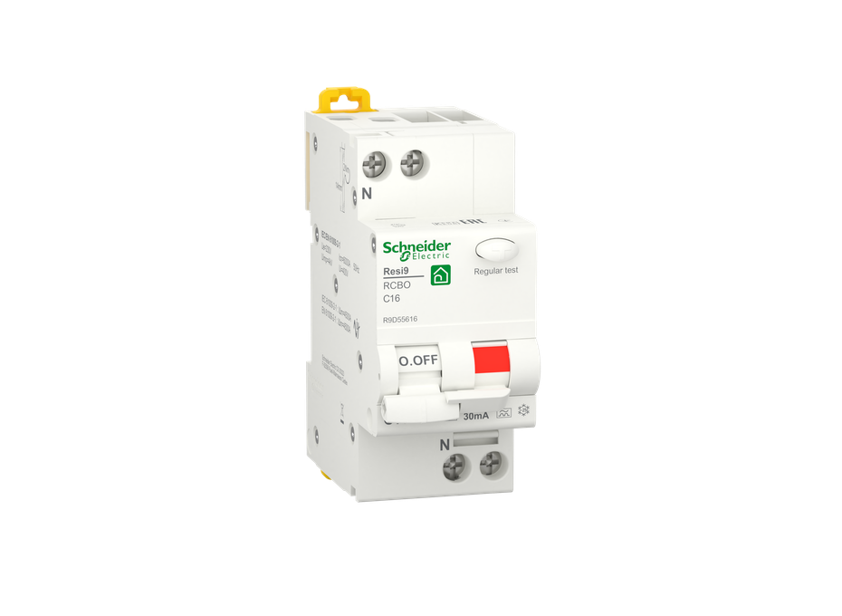 Interruptor Magnetotérmico Diferencial combinado, RCBO Resi9, 1P+N, 16A, curva C, 6000A, tipo A, 30mA