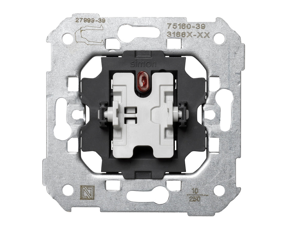 Pulsador 10 A 250V~ con luminoso incorporado y sistema de embornamiento rápido Simon 75