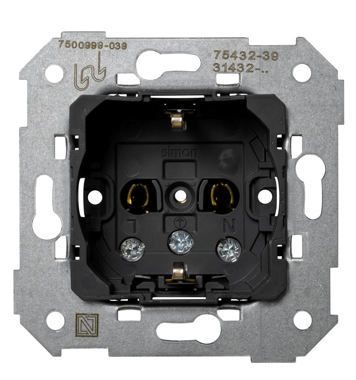 Base de enchufe schuko 16 A 250V~ con sistema de embornamiento a tornillo Simon 75