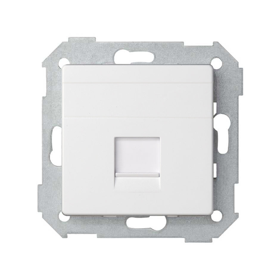 Placa de voz y datos plana con guardapolvo para 1 conector RJ45 AMP® Simon 82